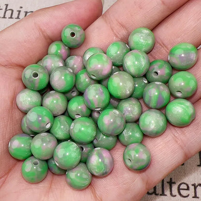 Oil Painting Gradient Resin Beads 10mm Round Opal Glitter 100pcs 10