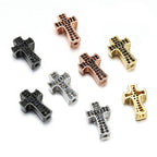 Brass Cross Metal Beads 14mm Punk Cubic Zirconia Pavé 10pcs