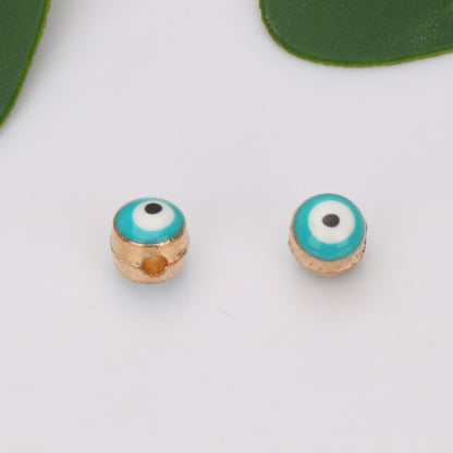 Turkey Evil Eye Enamel Metal Beads Painted Cobalt Blue Gold 50pcs 4