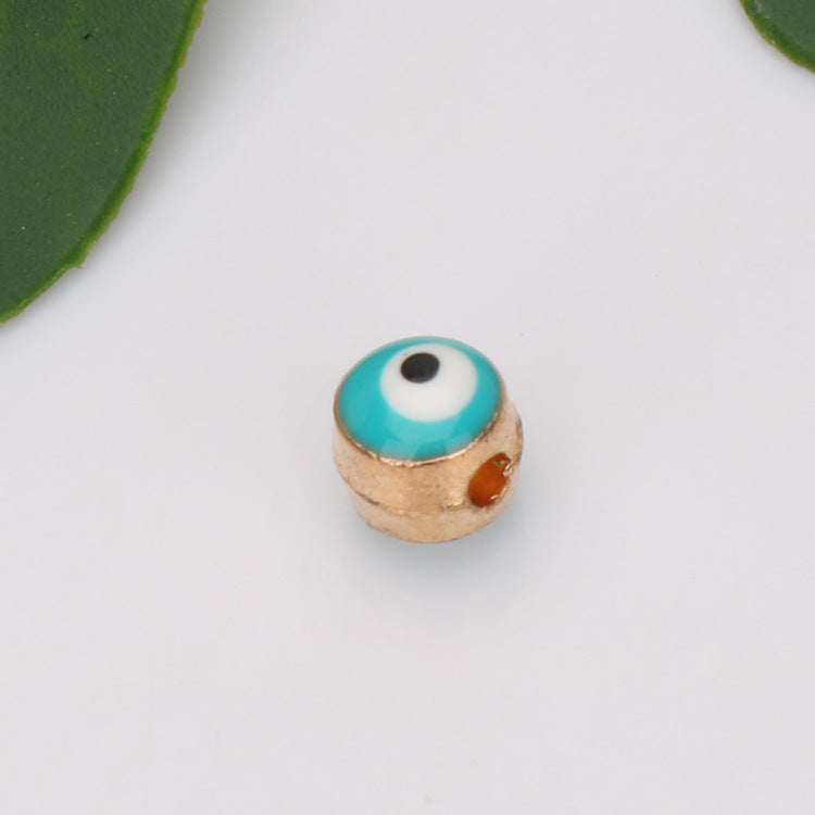 Turkey Evil Eye Enamel Metal Beads Painted Cobalt Blue Gold 50pcs 9
