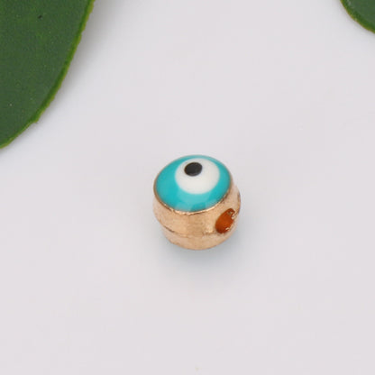 Turkey Evil Eye Enamel Metal Beads Painted Cobalt Blue Gold 50pcs 9