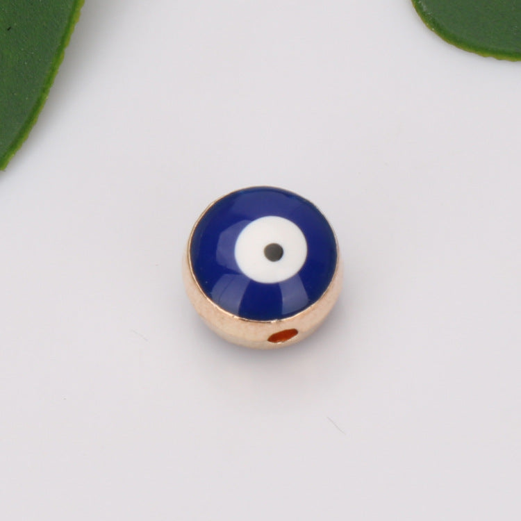 Turkey Evil Eye Enamel Metal Beads Painted Cobalt Blue Gold 50pcs 8