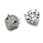 Brass Leopard Head Metal Beads 12mm Polished Cubic Zirconia 10pcs 11