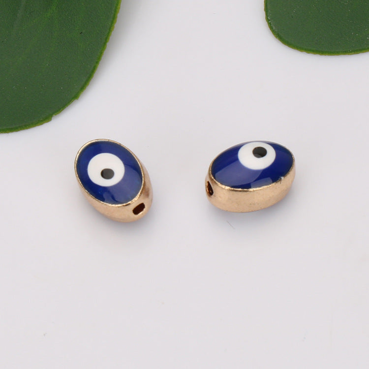 Turkey Evil Eye Enamel Metal Beads Painted Cobalt Blue Gold 50pcs 2