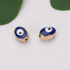 Turkey Evil Eye Enamel Metal Beads Painted Cobalt Blue Gold 50pcs 2