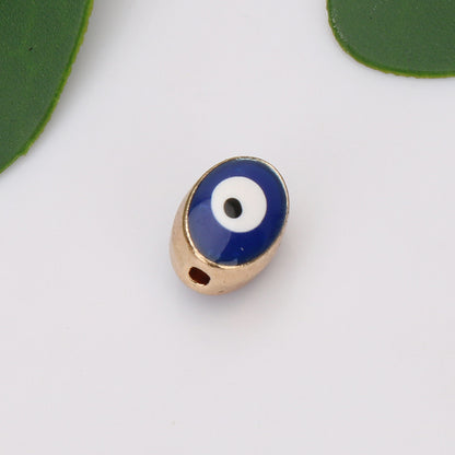 Turkey Evil Eye Enamel Metal Beads Painted Cobalt Blue Gold 50pcs 7