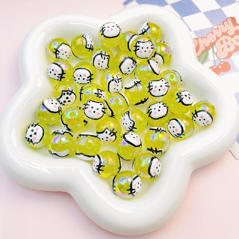 Transparent Cat Rabbit Acrylic Beads 16mm Playful Faces 2pcs 6