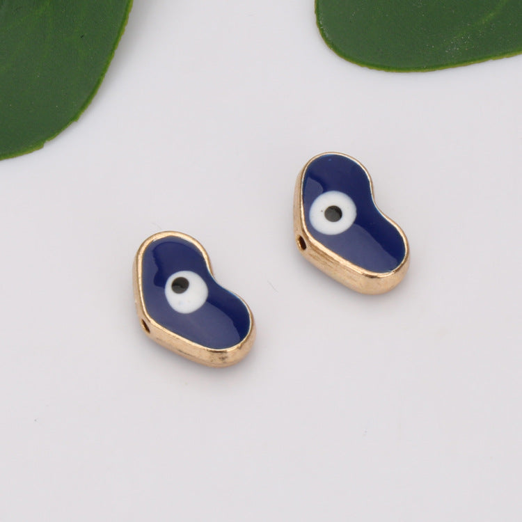 Turkey Evil Eye Enamel Metal Beads Painted Cobalt Blue Gold 50pcs 3