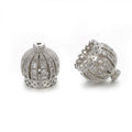 Brass Ornate Crown Metal Beads 13mm Cubic Zirconia 10pcs 5