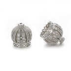 Brass Ornate Crown Metal Beads 13mm Cubic Zirconia 10pcs 5