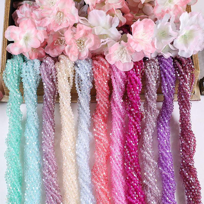 Seed Diamond Glass Beads 4mm Transparent Pastel Colors 10Strands