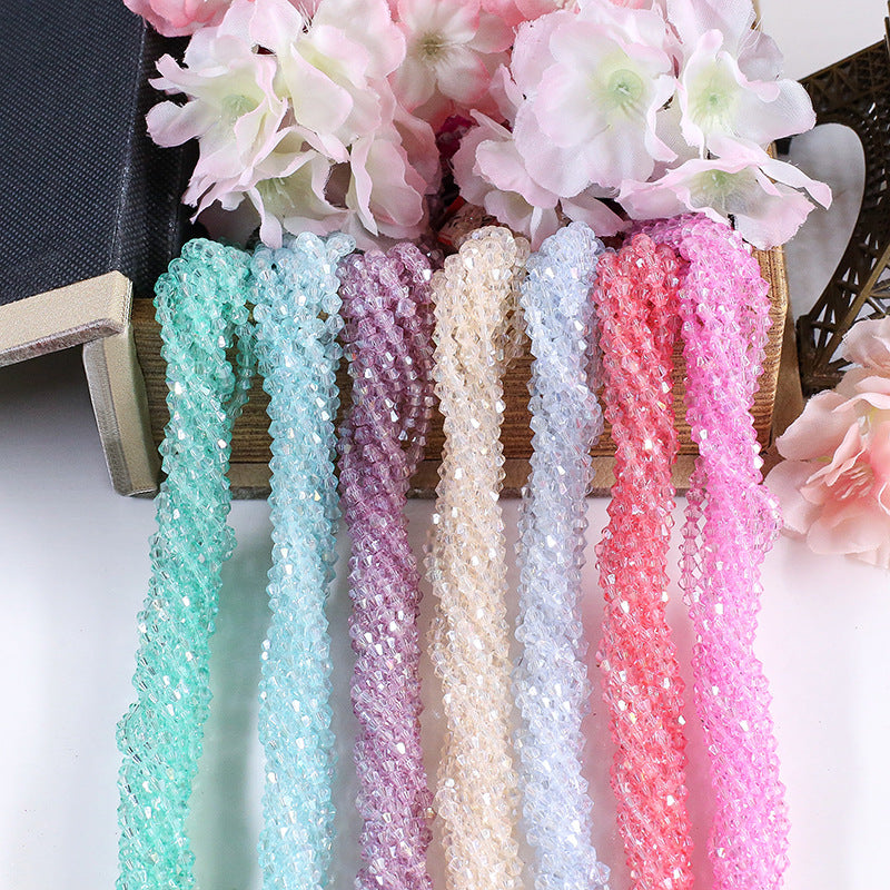 Seed Diamond Glass Beads 4mm Transparent Pastel Colors 10Strands 2