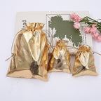 Cloth Drawstring Pouches Gold Silver Mixed Sizes 5pcs 2
