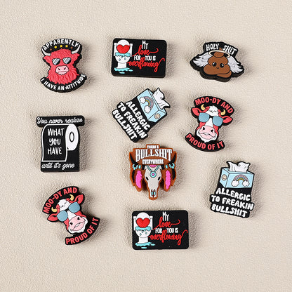 Silicone Focal Beads Fun Text Playful Quotes Cartoon Style 20pcs 3
