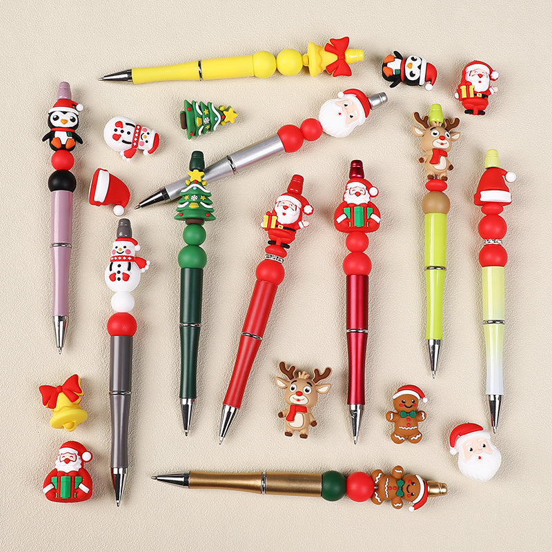 Silicone 3D Focal Beads Christmas Gingerbread Man Santa Claus Gift 20pcs 7