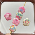 Cartoon Pattern Cherry Blossom Shaped Acrylic Beads 20mm 10pcs
