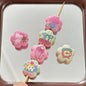 Cartoon Pattern Cherry Blossom Shaped Acrylic Beads 20mm 10pcs