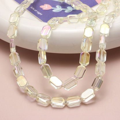 Electroplated Hexagon Glass Beads 10mm Transparent Iridescent 10pcs 12