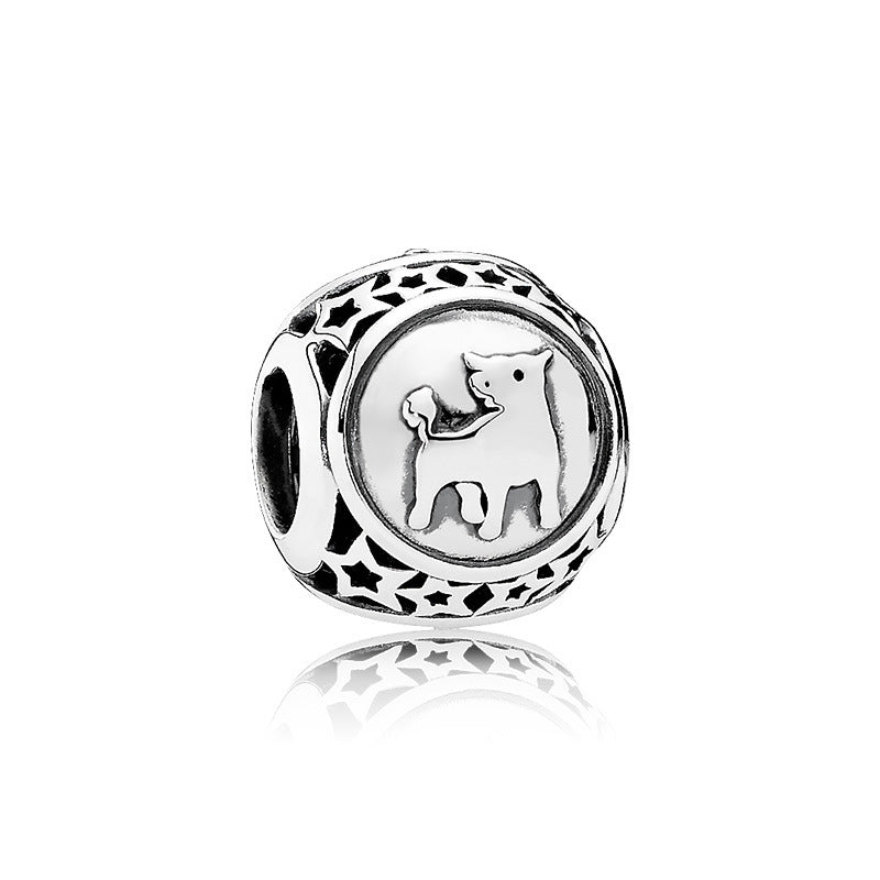 Constellation Metal Beads 11mm Silver Tone Large Hole 1pc 6