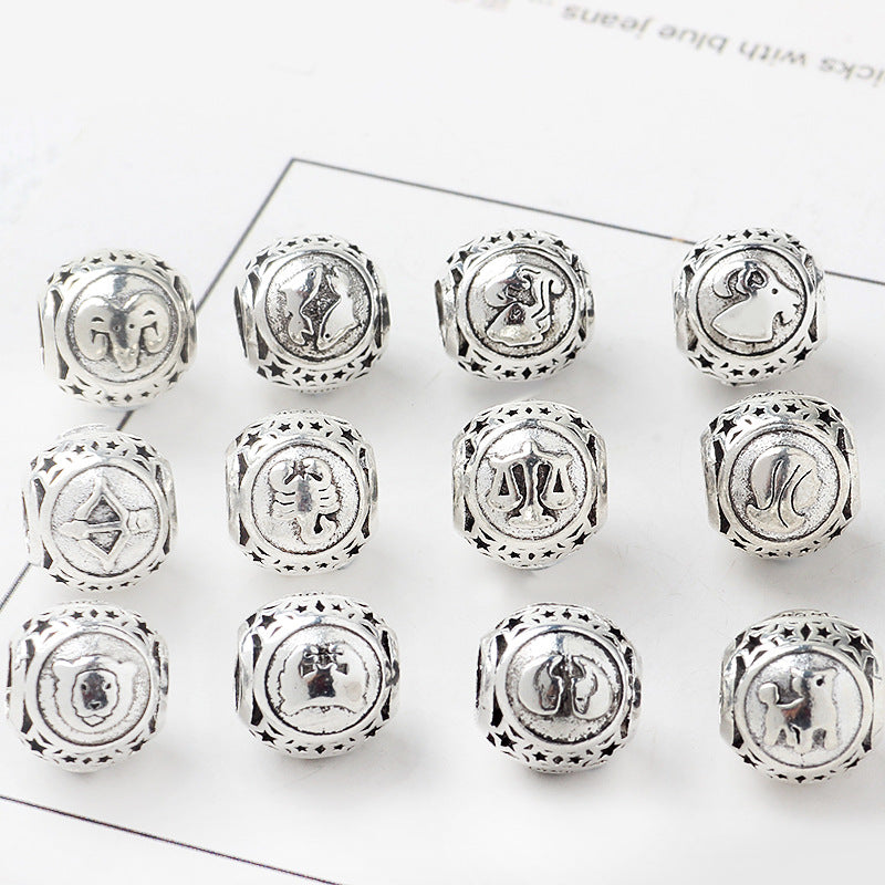 Constellation Metal Beads 11mm Silver Tone Large Hole 1pc 2