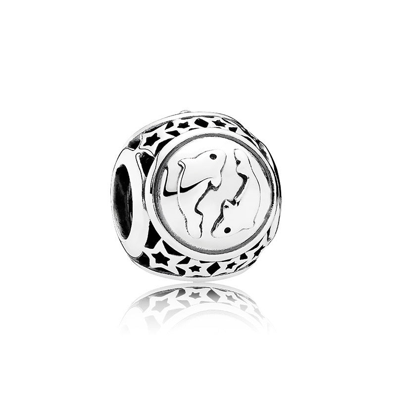 Constellation Metal Beads 11mm Silver Tone Large Hole 1pc 16