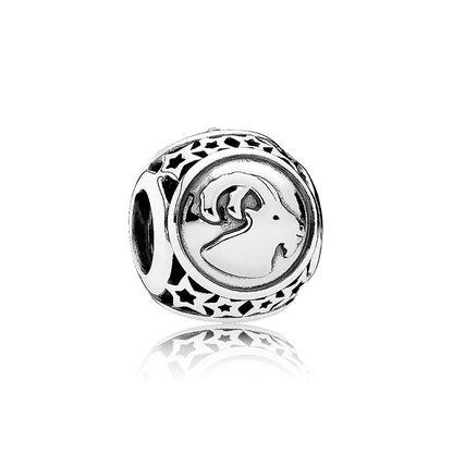 Constellation Metal Beads 11mm Silver Tone Large Hole 1pc 14