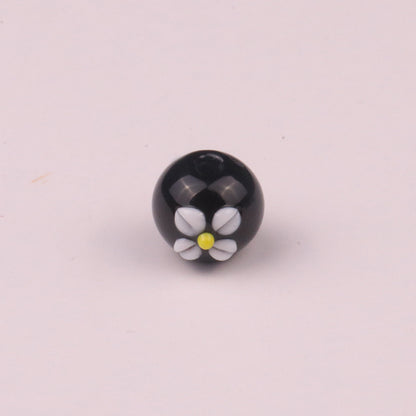 Lampwork Glass Beads Tiny Four Petal Flower Round 12mm 10pcs 8