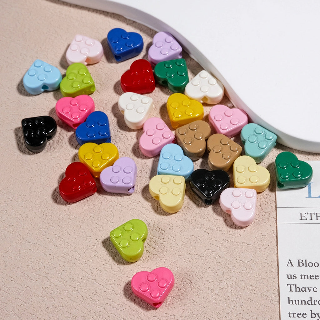 Painted Heart Acrylic Beads 12mm Glossy Raised Dot Detail 50pcs 4