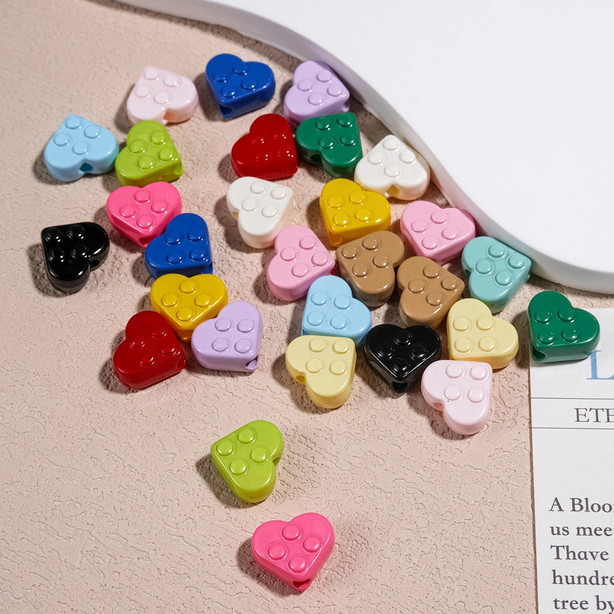 Painted Heart Acrylic Beads 12mm Glossy Raised Dot Detail 50pcs 4