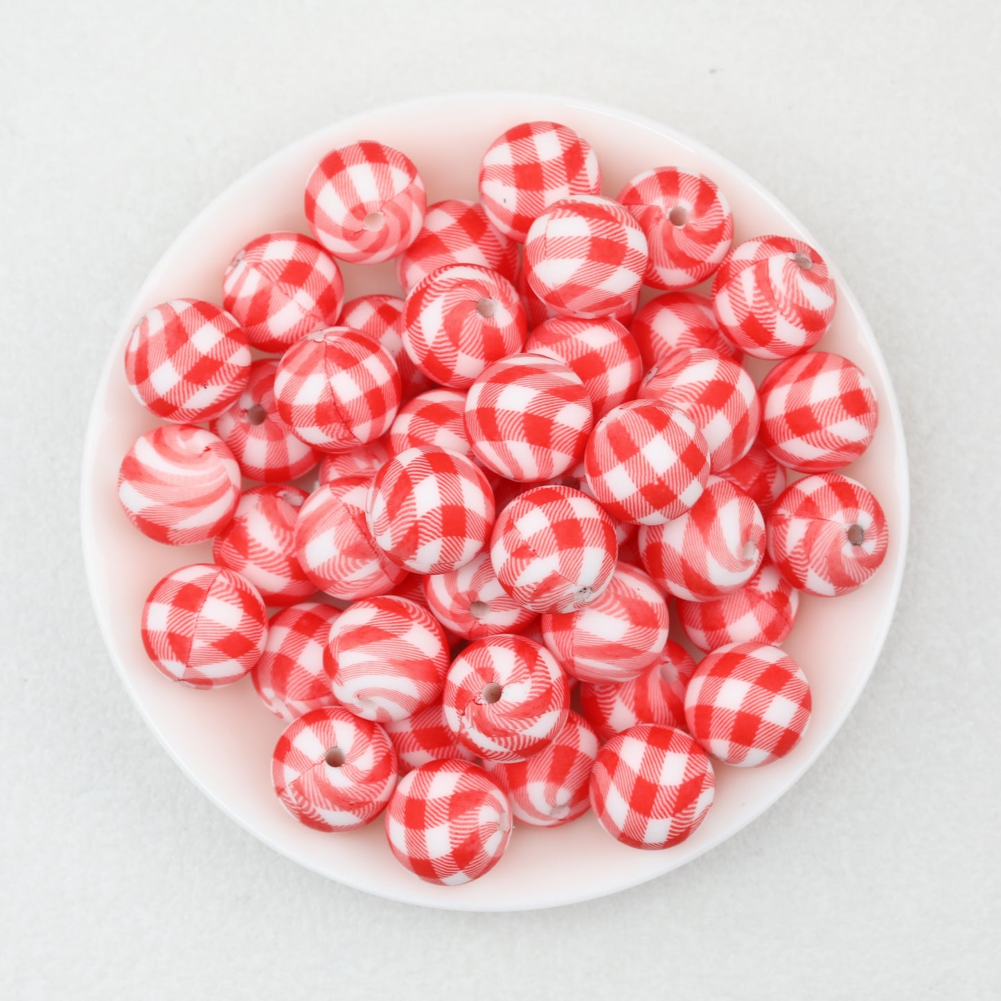 15mm Multicolor Patterned Printed Round Silicone Beads 50pcs 7