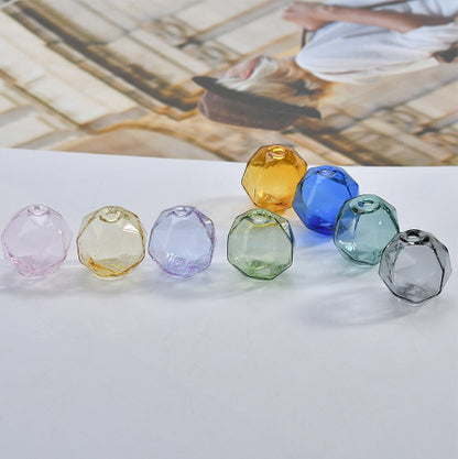 Transparent Faceted Hollow Polygonal Glass Beads 16mm 10pcs 3