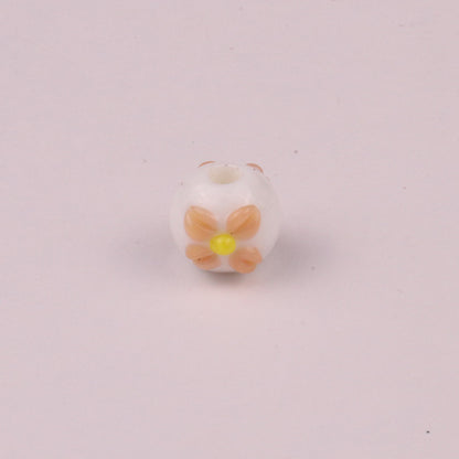 Lampwork Glass Beads Tiny Four Petal Flower Round 12mm 10pcs 7