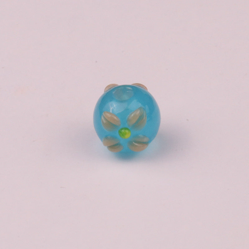 Lampwork Glass Beads Tiny Four Petal Flower Round 12mm 10pcs 11