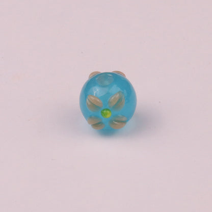 Lampwork Glass Beads Tiny Four Petal Flower Round 12mm 10pcs 11
