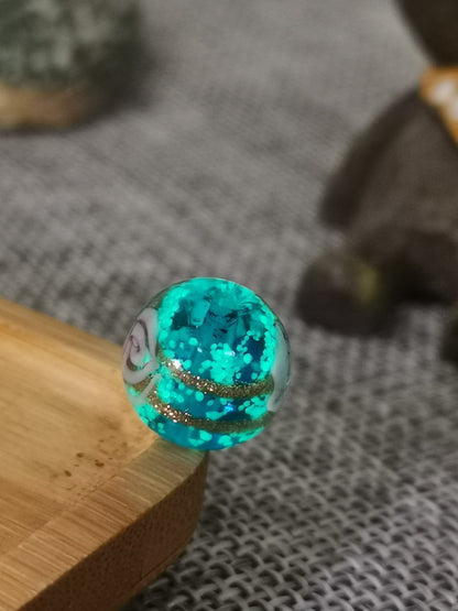 Lampwork Glass Beads Round 8-14mm Glow In The Dark Rose Pattern 1pc 12