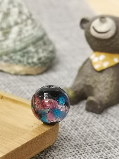 Lampwork Glass Beads Round 8-14mm Glow In The Dark Gold Foil Vintage 10pcs 11