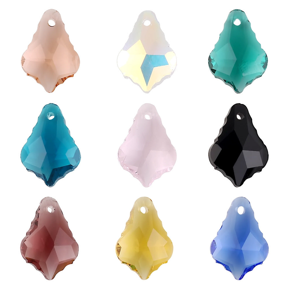 Electroplated Maple Leaf Glass Beads 11x16mm Double-Sided Single Hole 30pcs 3