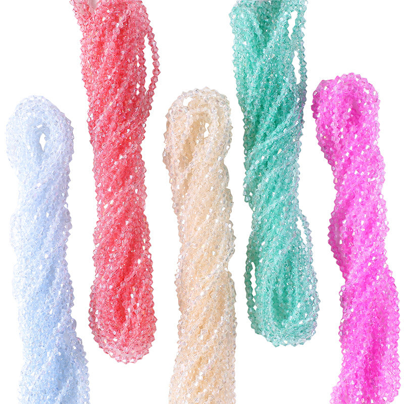 Seed Diamond Glass Beads 4mm Transparent Pastel Colors 10Strands 5