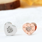 Heart Rhinestone Beads 12mm Carved Words Crystal Center 5pcs 2