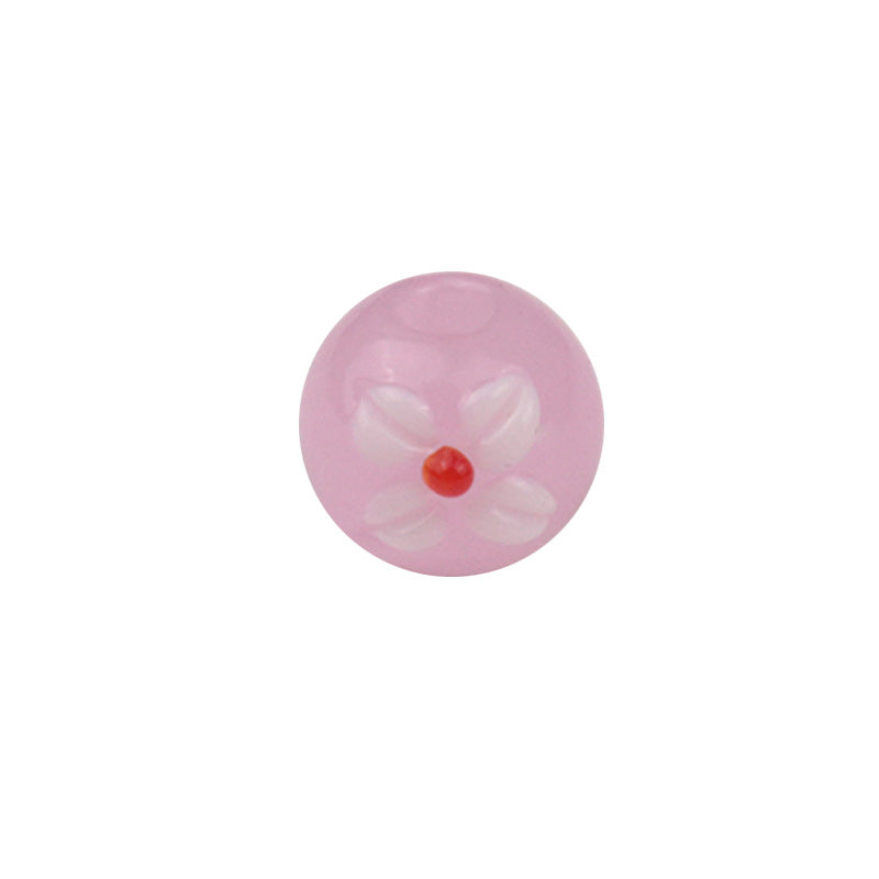 Lampwork Glass Beads Tiny Four Petal Flower Round 12mm 10pcs 4