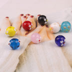Lampwork Glass Beads Tiny Four Petal Flower Round 12mm 10pcs