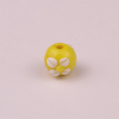 Lampwork Glass Beads Tiny Four Petal Flower Round 12mm 10pcs 5