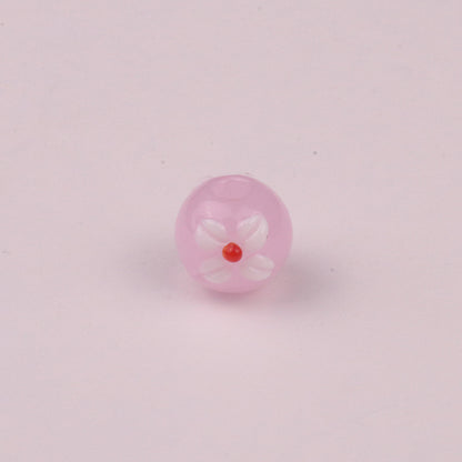 Lampwork Glass Beads Tiny Four Petal Flower Round 12mm 10pcs 6