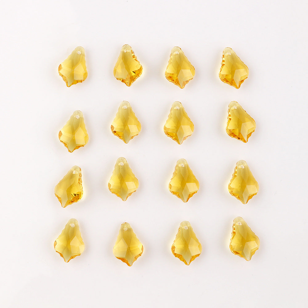 Electroplated Maple Leaf Glass Beads 11x16mm Double-Sided Single Hole 30pcs 10