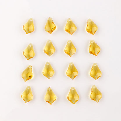 Electroplated Maple Leaf Glass Beads 11x16mm Double-Sided Single Hole 30pcs 10
