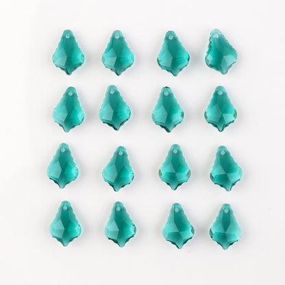 Electroplated Maple Leaf Glass Beads 11x16mm Double-Sided Single Hole 30pcs 12