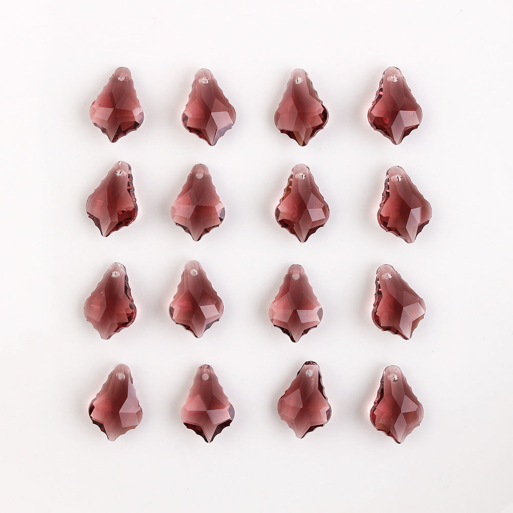 Electroplated Maple Leaf Glass Beads 11x16mm Double-Sided Single Hole 30pcs 15
