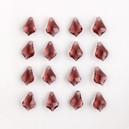 Electroplated Maple Leaf Glass Beads 11x16mm Double-Sided Single Hole 30pcs 15