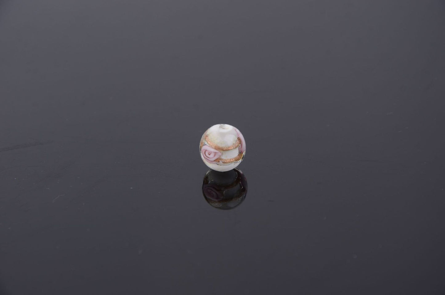 Lampwork Glass Beads Round 8-14mm Glow In The Dark Rose Pattern 1pc 14