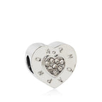 Heart Rhinestone Beads 12mm Carved Words Crystal Center 5pcs 5